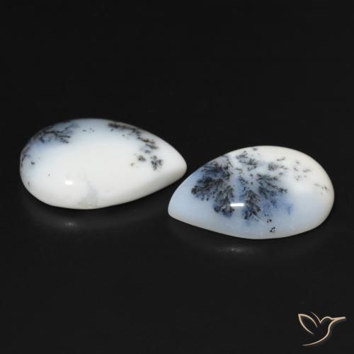 Pedras preciosas de Ágata Dendrítica Branco multicor natural de 23.24 ct, Formato de pêra, Opaco