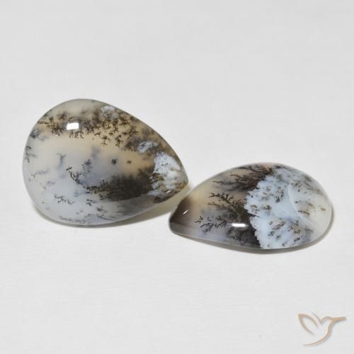 Pedras preciosas de Ágata Dendrítica Branco multicor natural de 20.80 ct, Formato de pêra, Opaco
