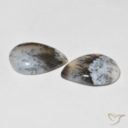 Pedras preciosas de Ágata Dendrítica Branco multicor natural de 20.80 ct, Formato de pêra, Opaco