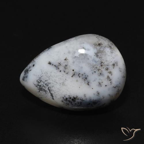 3.56ct Natural branco com preto Ágata Dendrítica, Formato de pêra, Opaco