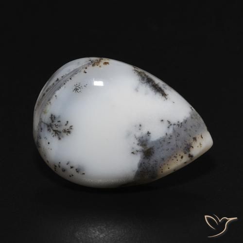 8.28ct Natural branco com preto Ágata Dendrítica, Formato de pêra, Opaco