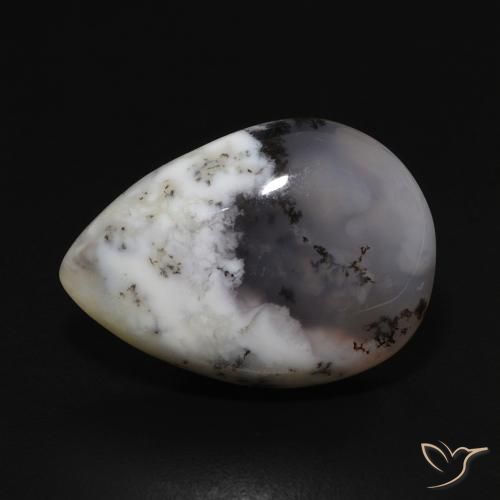 8.59ct Natural branco com preto Ágata Dendrítica, Formato de pêra, Opaco