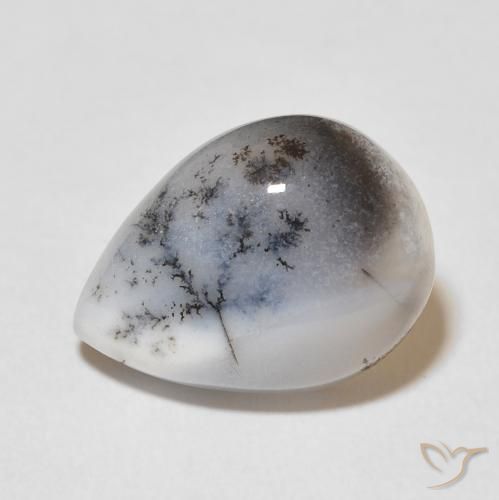 8.31ct Natural Branco multicor Ágata Dendrítica, Formato de pêra, Opaco