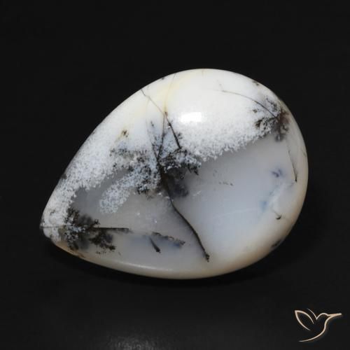 11.47ct Natural Branco multicor Ágata Dendrítica, Formato de pêra, Opaco