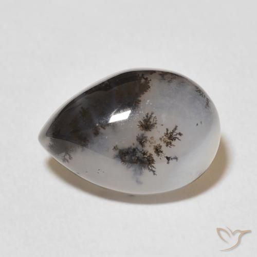 5.02ct Natural Branco multicor Ágata Dendrítica, Formato de pêra, Opaco
