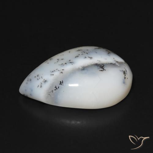 Ágata Dendrítica Branco multicor Natural 7.67ct, Formato de pêra, Opaco