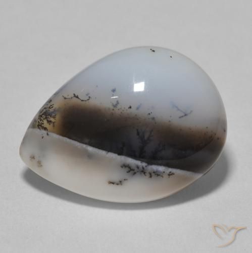 8.72ct Natural branco com preto Ágata Dendrítica, Formato de pêra, Opaco