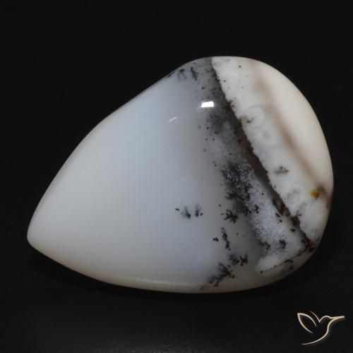 10.76ct Natural branco com preto Ágata Dendrítica, Formato de pêra, Opaco