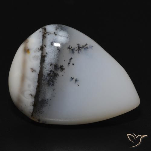 Ágata Dendrítica branco com preto Natural 10.76ct, Formato de pêra, Opaco