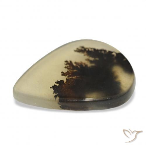Ágata Dendrítica Multicolorido Natural 4.62ct, Formato de pêra, Transparente