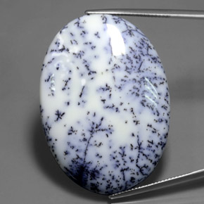 Calcedônia dendrítica multicolorido natural 53,63ct, corte oval, opaco