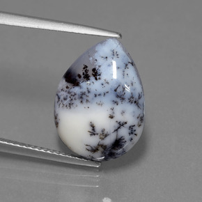 Calcedônia dendrítica multicolorido natural 6,56ct, formato de pêra, translúcido