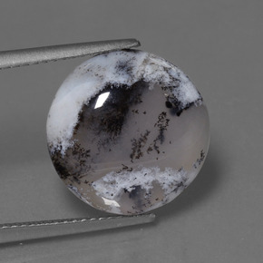 Calcedônia dendrítica multicolorido natural 7,64ct, corte redondo, translúcido