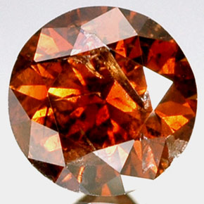Diamante Orangy Cognac Natural 0.62ct, Corte Redondo, SI-I1