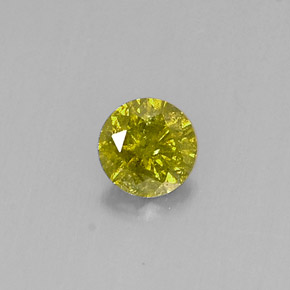Diamante amarelo natural 0,17ct, corte redondo, SI