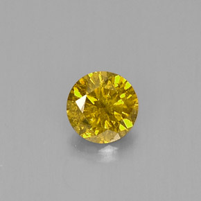 Diamante amarelo natural 0,20ct, corte redondo, SI