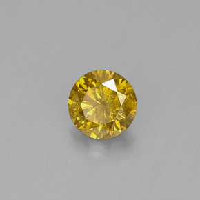 Diamante amarelo natural 0,20ct, corte redondo, SI