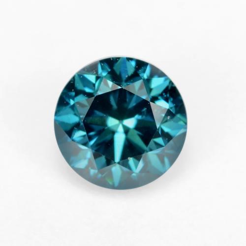 Diamante Azul elétrico Natural 0.37ct, Corte Redondo, VS