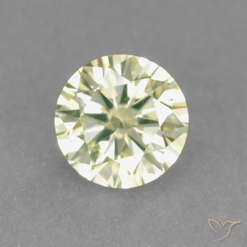 0.19ct Natural Amarelo Esverdeado Claro Diamante, Redondo, VS