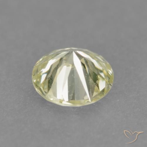 Diamante Amarelo Esverdeado Claro Natural 0.19ct, Redondo, VS