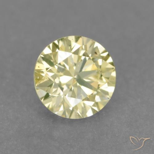 Diamante Amarelo claro médio Natural 0.17ct, Redondo, VS