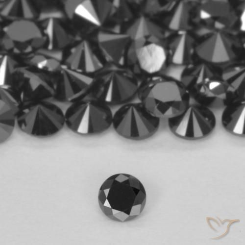 0.04ct Natural Preto Diamante, Redondo, Opaco
