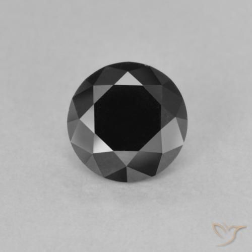 0.85ct Natural Preto Diamante, Redondo, Opaco