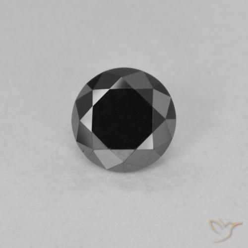 0.55ct Natural Preto Diamante, Redondo, Opaco