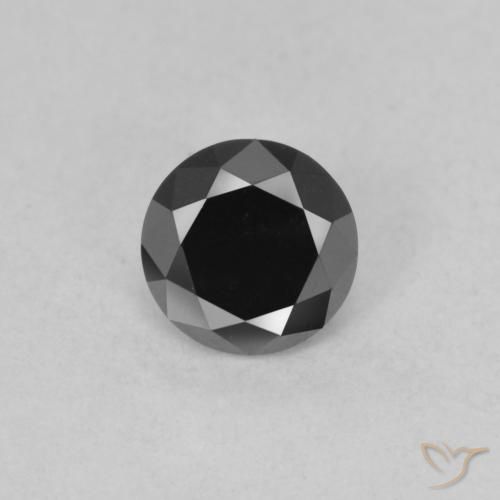 0.59ct Natural Preto Diamante, Redondo, Opaco