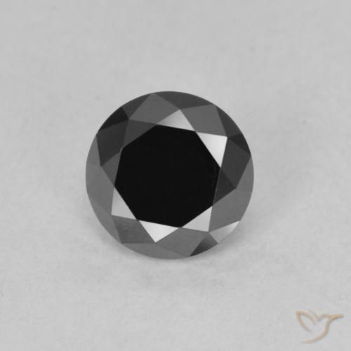 0.78ct Natural Preto Diamante, Redondo, Opaco