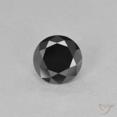 0.57ct Natural Preto Diamante, Redondo, Opaco