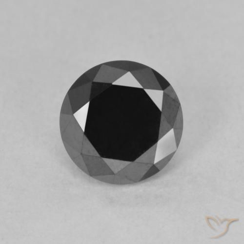 Diamante preto natural 0,95ct, corte redondo, opaco