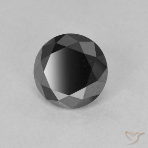 Diamante preto natural 0,95ct, corte redondo, opaco