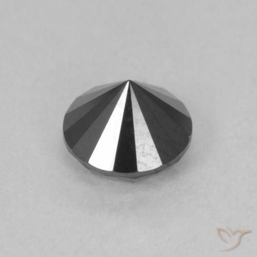 Diamante preto natural 0,95ct, corte redondo, opaco