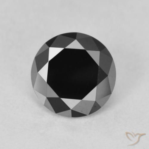 0.88ct Natural Preto Diamante, Redondo, Opaco