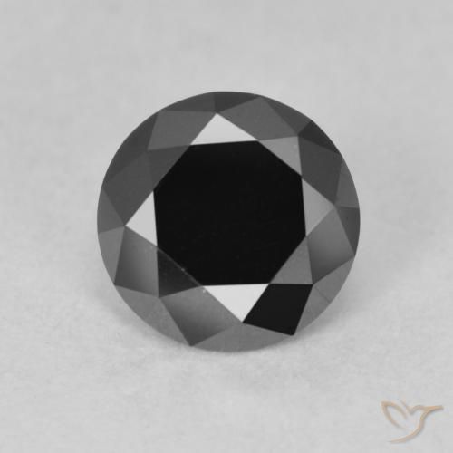 0.91ct Natural Preto Diamante, Redondo, Opaco
