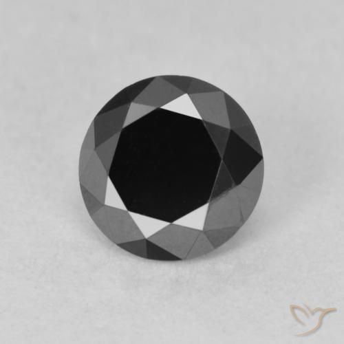 0.78ct Natural Preto Diamante, Redondo, Opaco