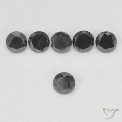 Diamante Preto Natural 0.05ct, Redondo, Opaco