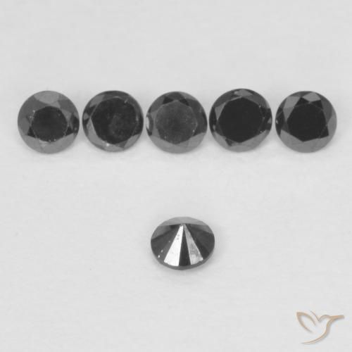 Diamante Preto Natural 0.05ct, Redondo, Opaco