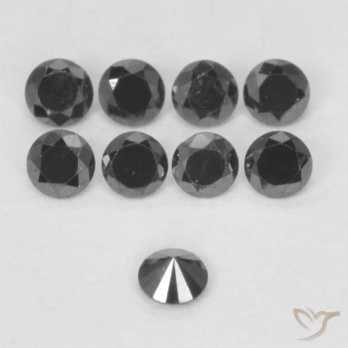 Diamante Preto Natural 0.03ct, Redondo, Opaco