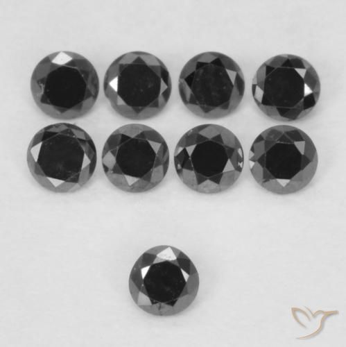 0.02ct Natural Preto Diamante, Redondo, Opaco