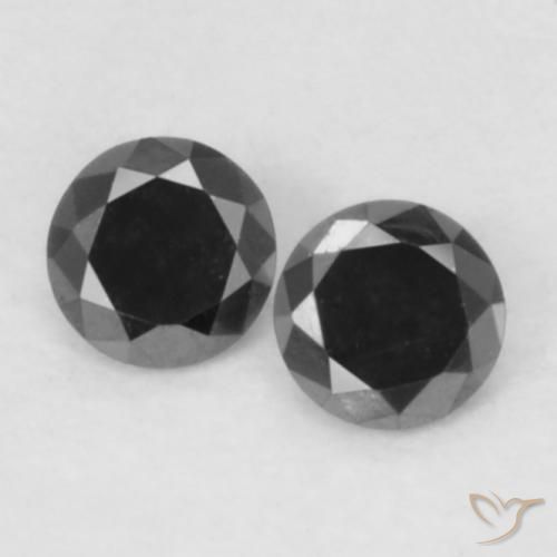 0.09ctw Natural Preto Diamante, Redondo, Opaco