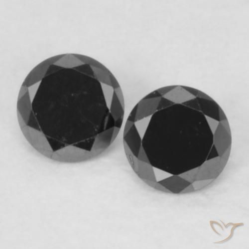 0.11ctw Natural Preto Diamante, Redondo, Opaco