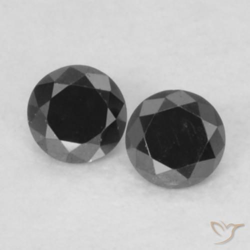 0.09ctw Natural Preto Diamante, Redondo, Opaco