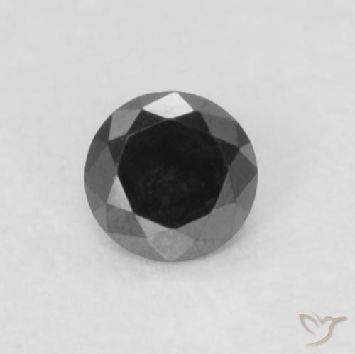 0.06ct Natural Preto Diamante, Redondo, Opaco