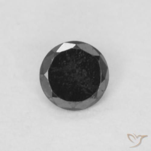 0.04ct Natural Preto Diamante, Redondo, Opaco