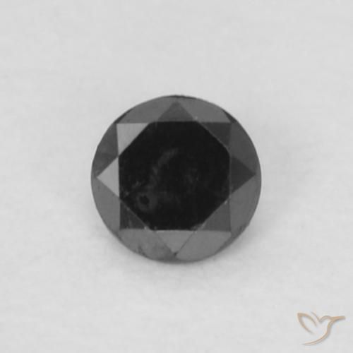 0.04ct Natural Preto Diamante, Redondo, Opaco