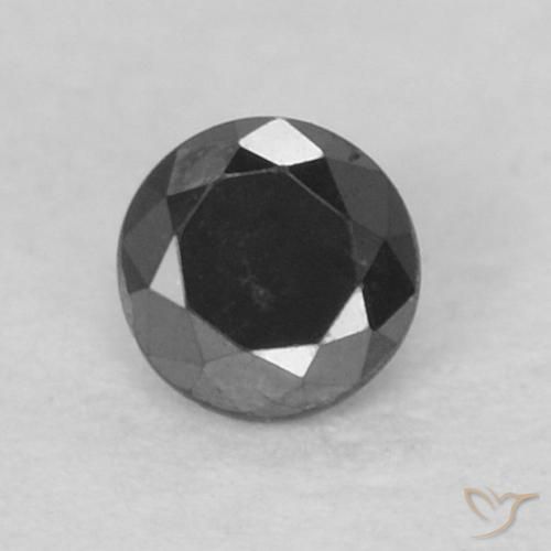 Diamante preto natural 0,10ct, corte redondo, opaco