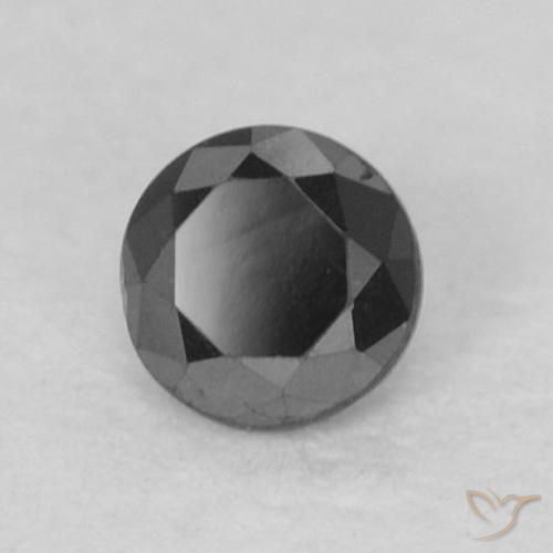 Diamante preto natural 0,10ct, corte redondo, opaco