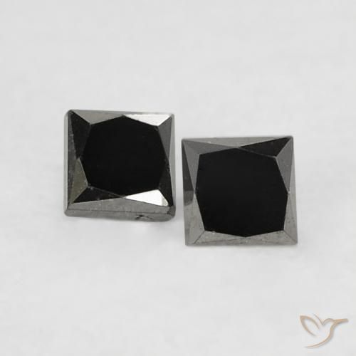 0.14ctw Natural Preto Diamante, Quadrado, Opaco